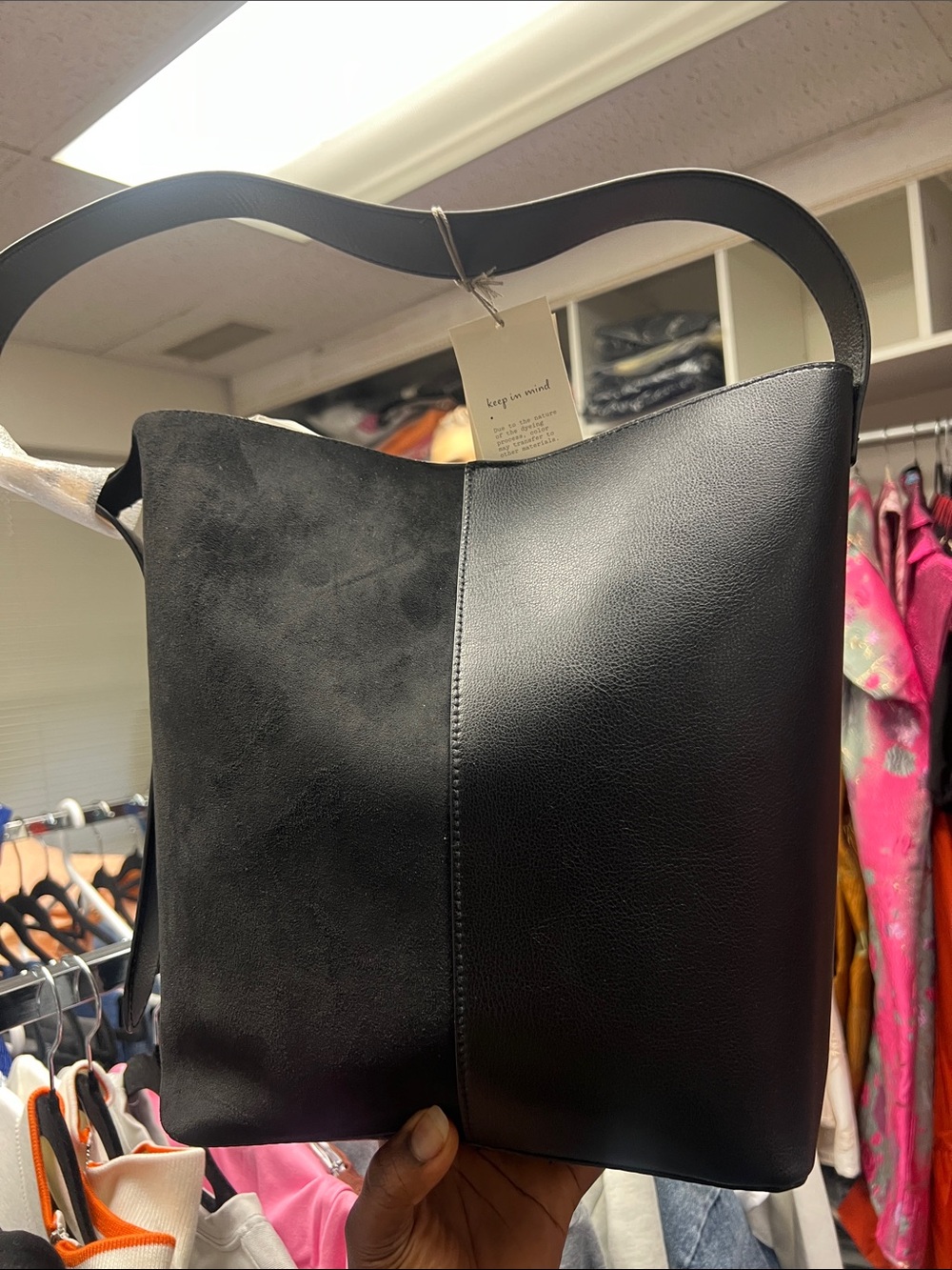 a new day Two-Tone Black Shoulder Hobo Bag